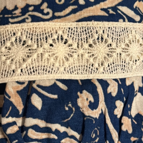 Nicole Miller New York Boho linen top bell sleeves square collar blouse Sz M - Picture 7 of 8